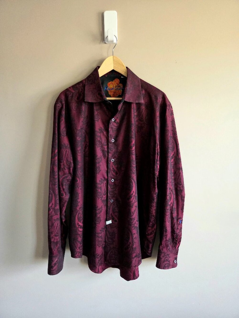 Robert Graham 100% Cotton Burgundy Long Sleeve Paisley Button-Down Shirt XL